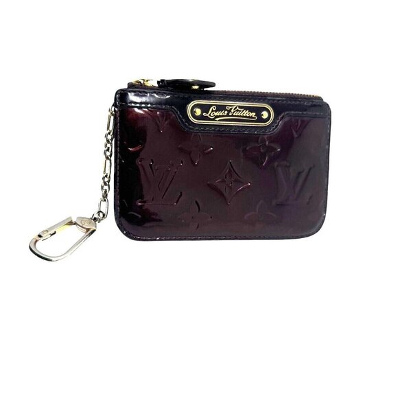 Louis Vuitton key ring coin pouch Vernis Bordeaux Pochette wallet patent leather - Picture 14 of 14